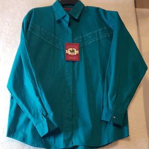NWT Gordon & James Green Aztec Embroidered Western women's Shirt Size L